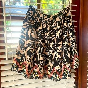Anthropologie Odille black tan sequin a-line skirt